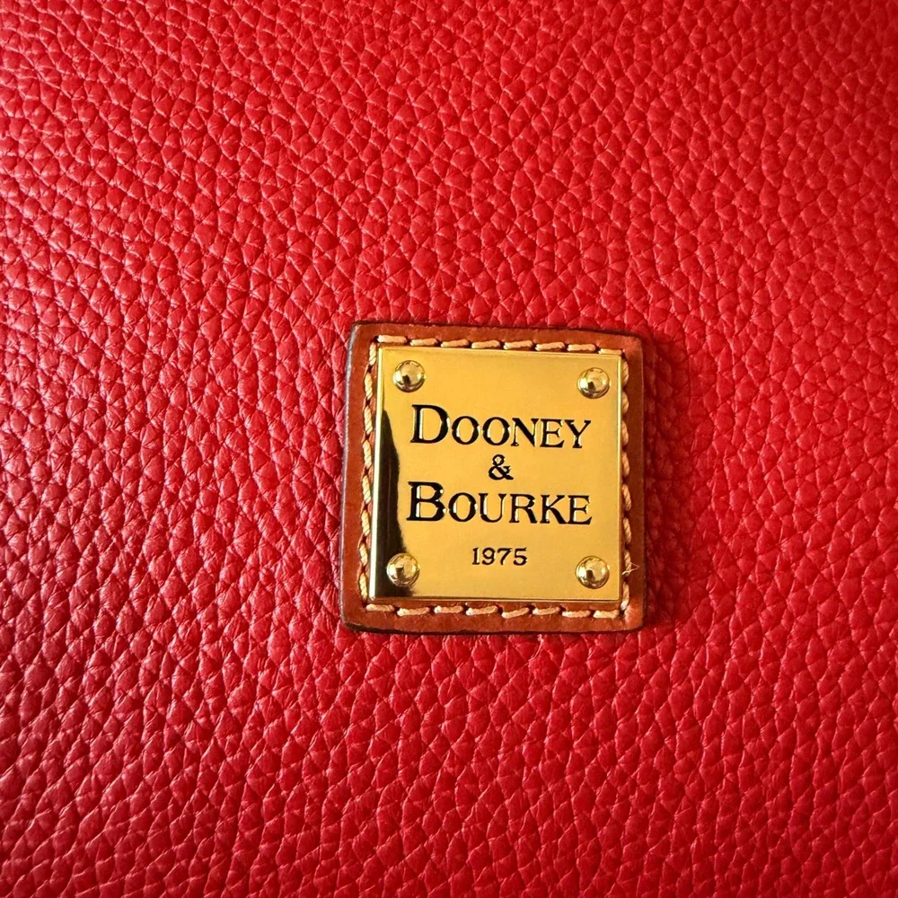 New Dooney & Bourke Women's Red Pebbled Leather Hobo Shoulder Bag Gold Hardware